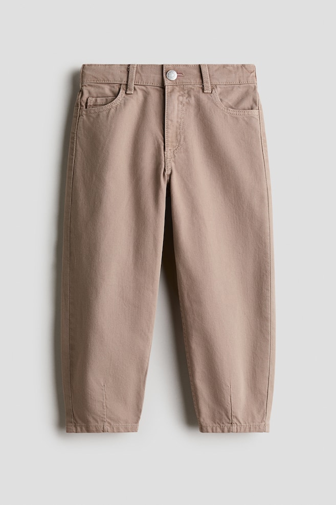 Cotton Twill Barrel-Leg Pants - Taupe/Light dusty pink/floral/Dark taupe/polka dot/Cream/polka dot - 1