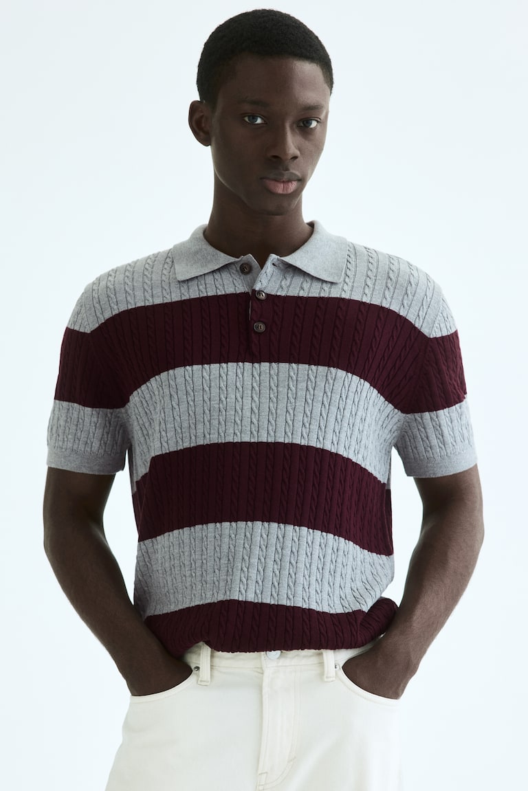 Polo majica sa ukrasnim pletenicama Regular Fit
