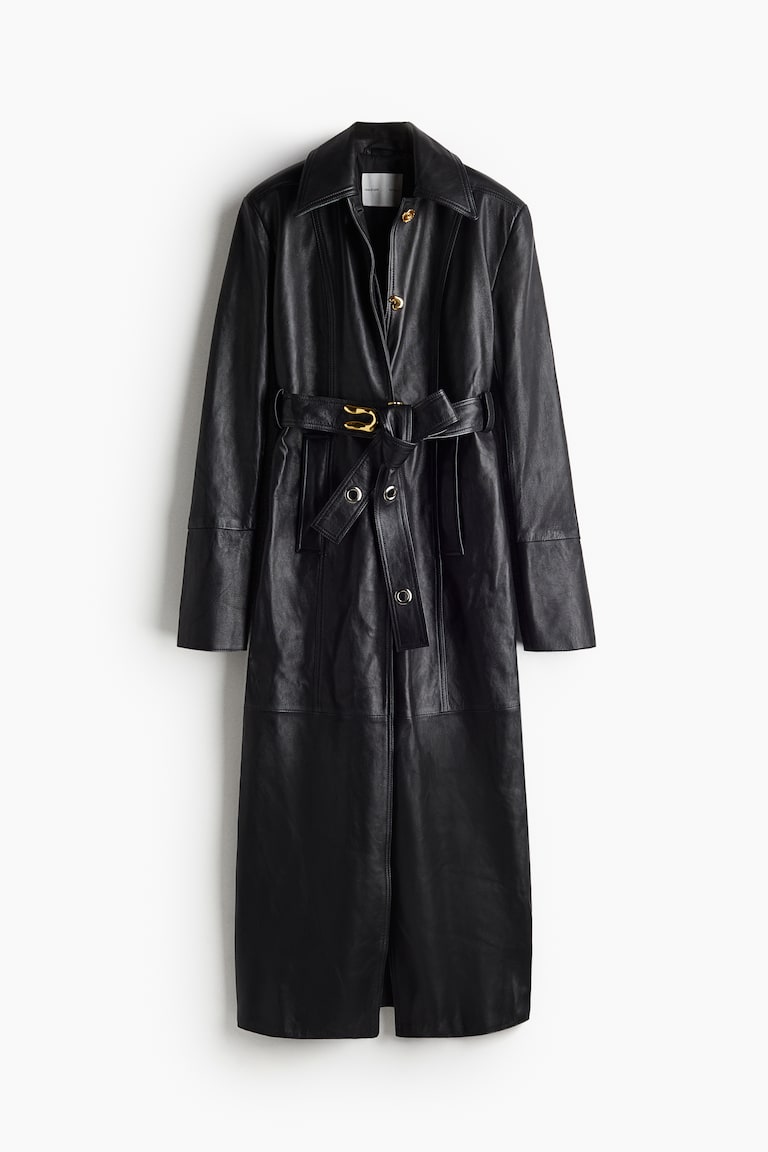 ステートメントボタン レザーコート - ブラック - レディース | H&M JP