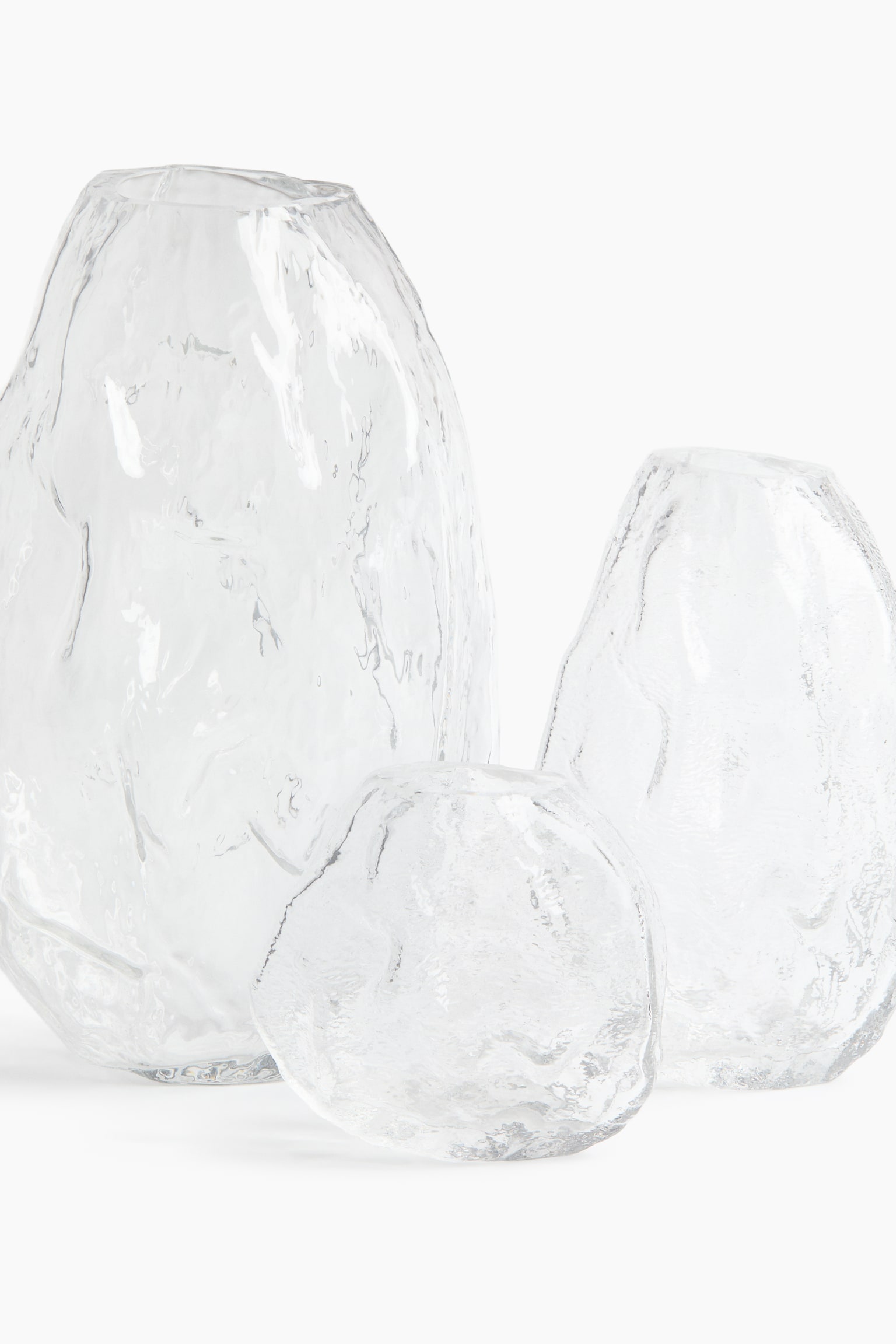 텍스처 유리 화병 - 투명/베이지 - 4