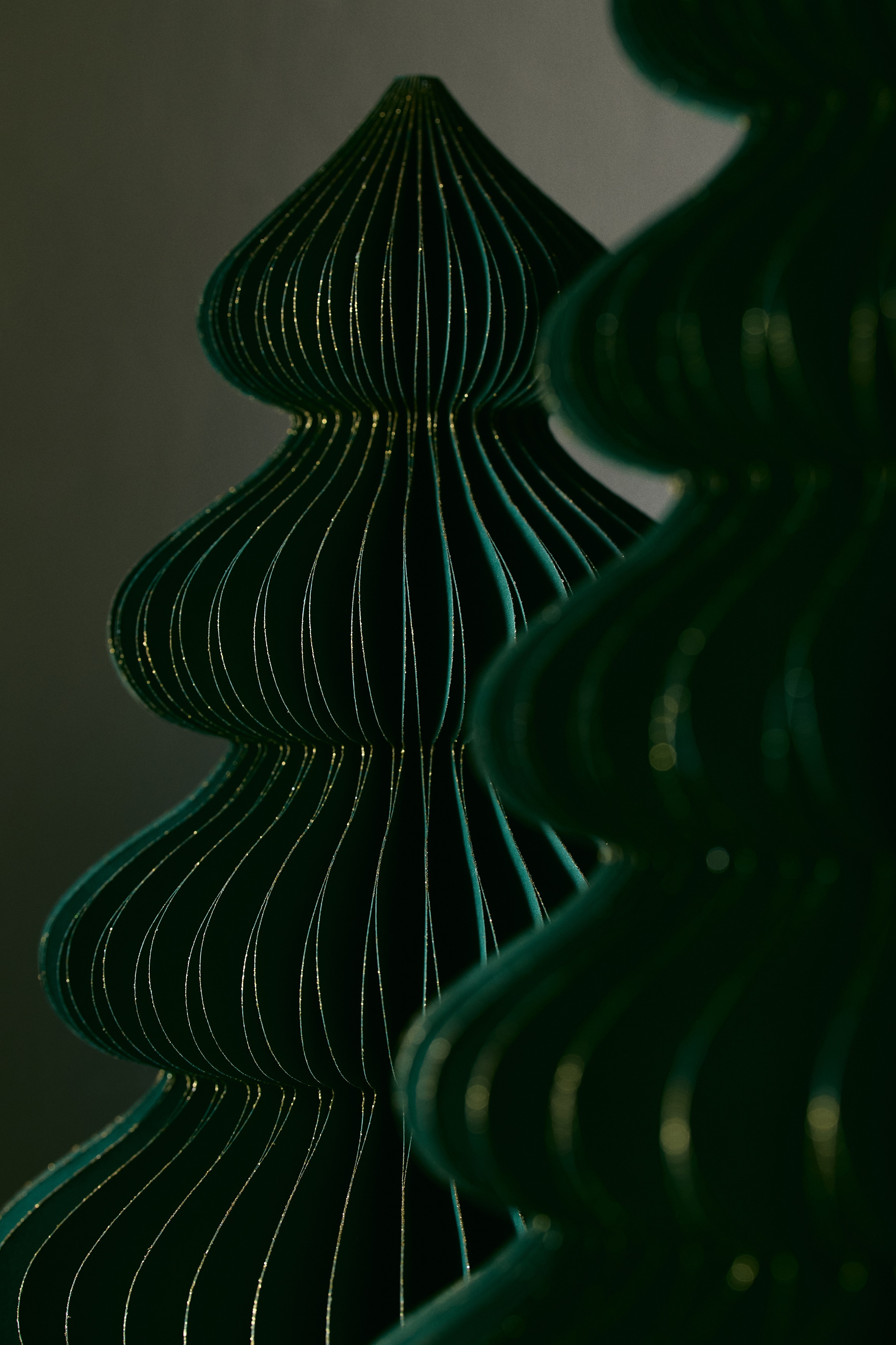 Small paper fir tree decoration - Dark green/Light beige