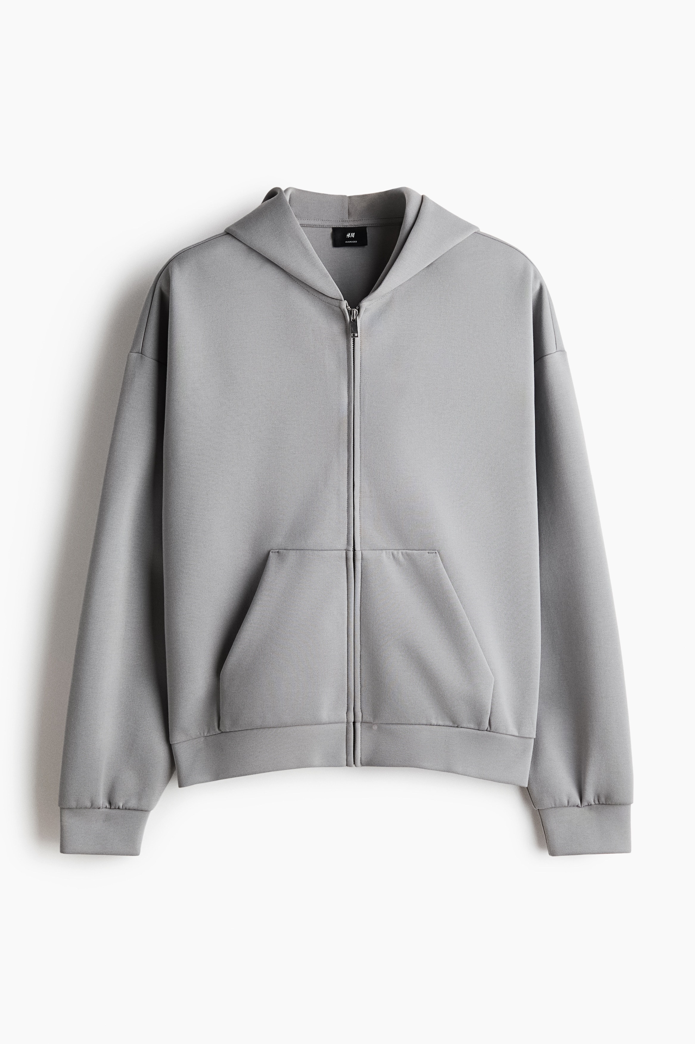 Ritshoodie van interlocktricot Oversized Fit - Lichtgrijs/Zwart/Lichtgrijs gemêleerd/Rood
