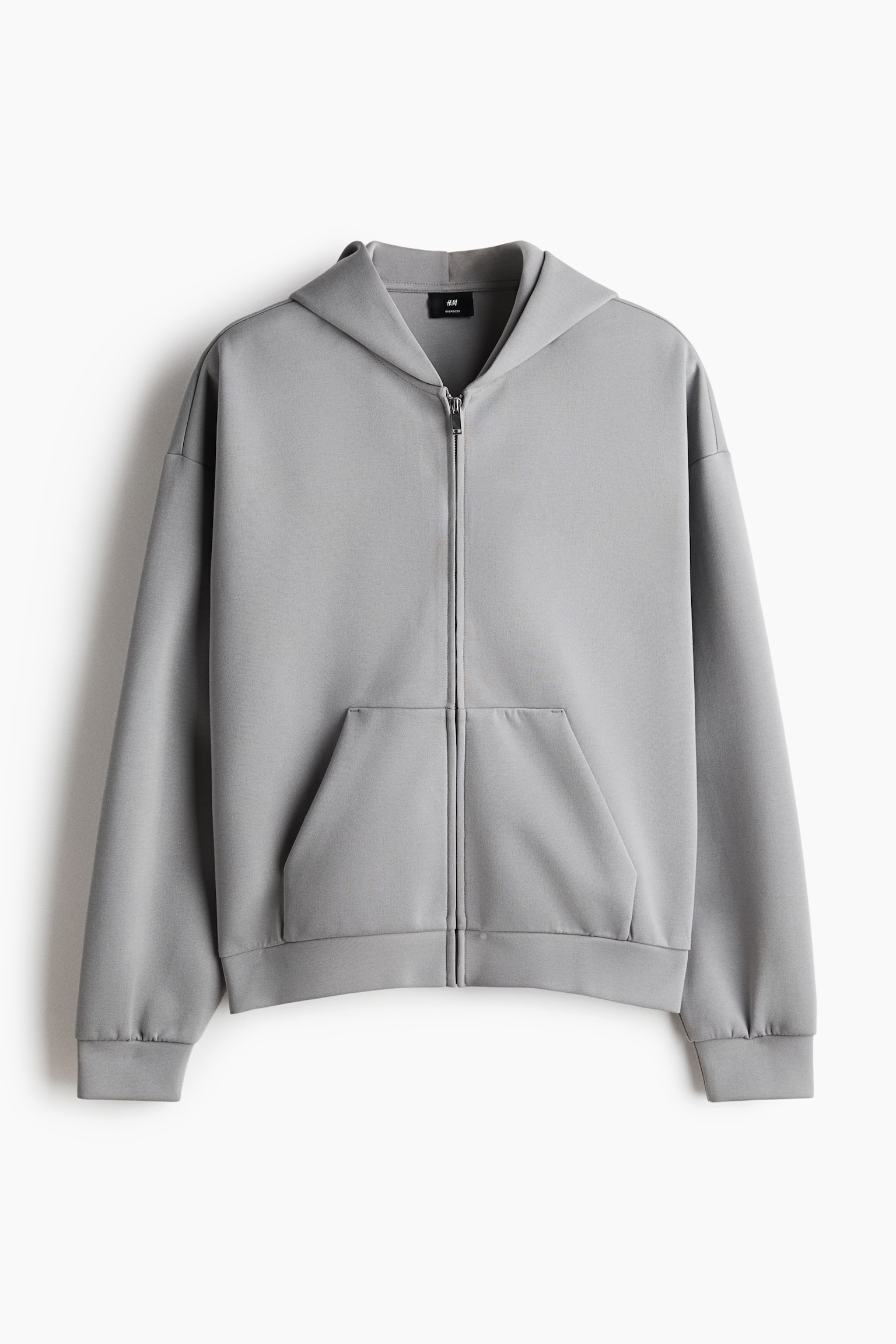 Oversized Interlock Hooded Jacket - Light gray/Black/Red/Light gray melange - 1