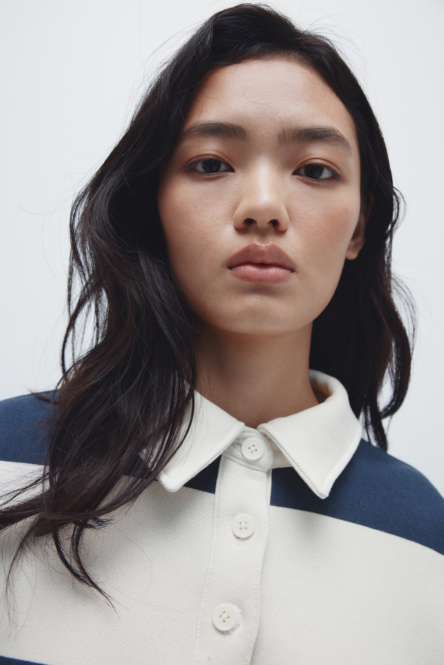 Oversized rugby shirt - White/Dark blue striped/Navy blue/White/Striped - 5