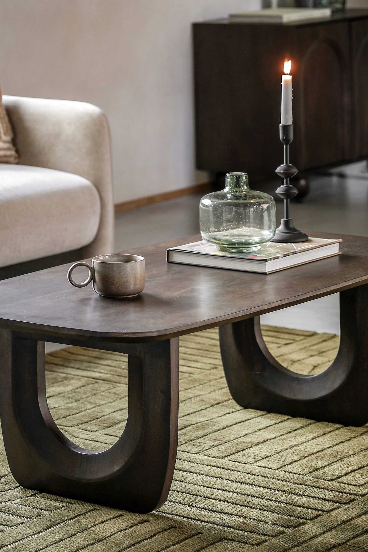 Mango Wood Coffee Table - Dark Wood