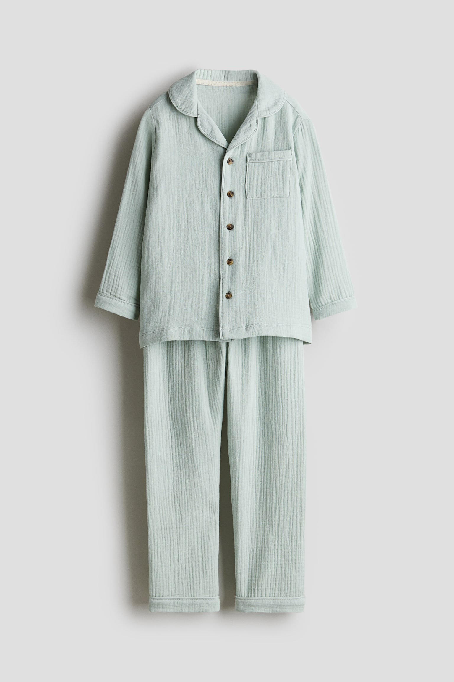 Cotton muslin pyjamas - Mint green/Dusty pink - 1