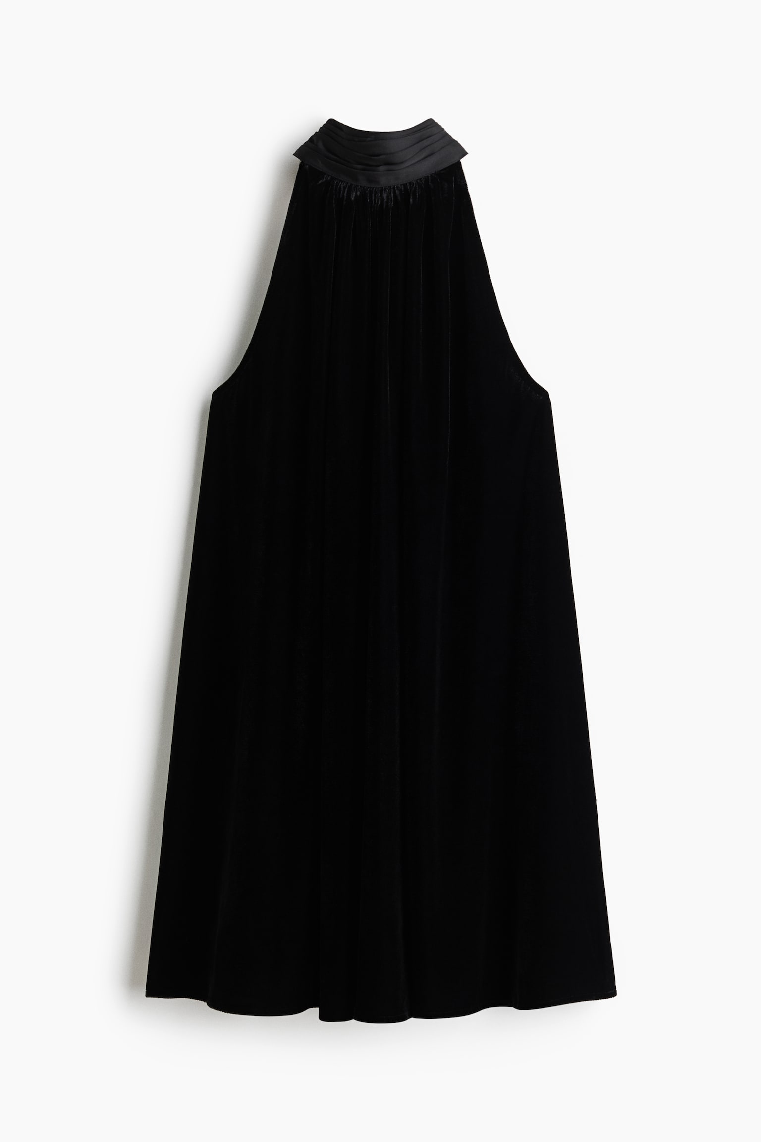 Bow-collar A-line dress - Black