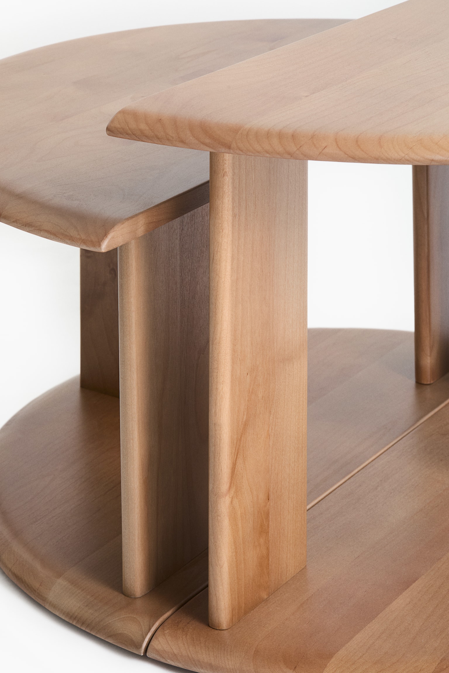 סט2 שולחנות קפה מעץ - חום בהיר - 5