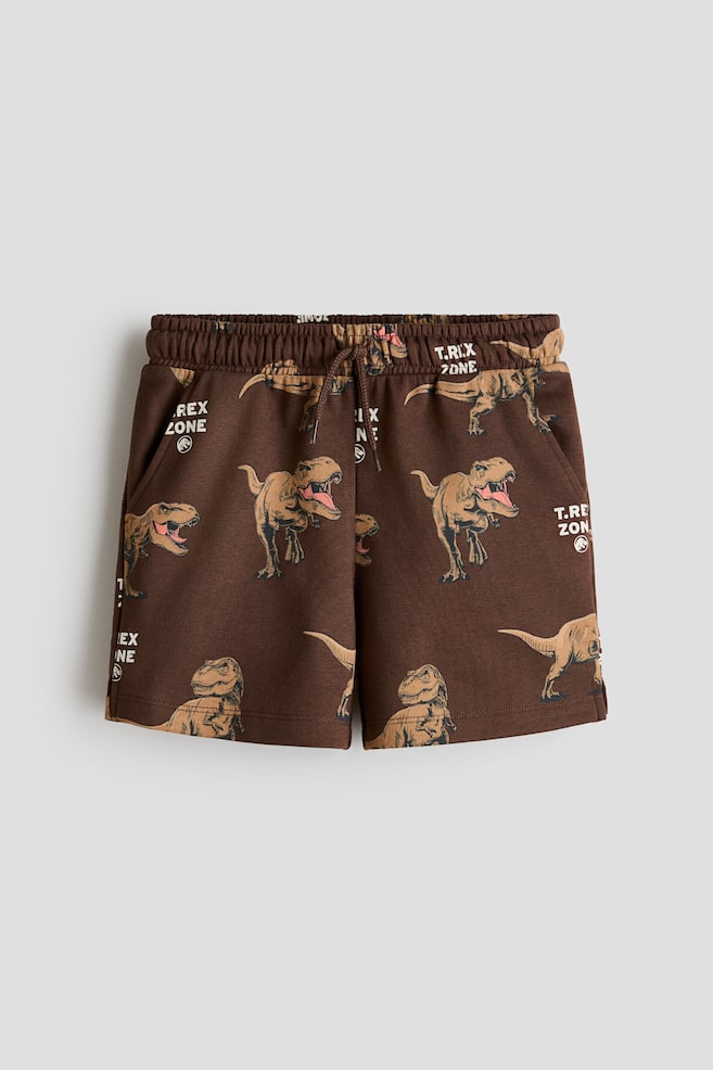 Motif-Detail Sweatshorts - Dark brown/Jurassic World/Cream/Snoopy - 1