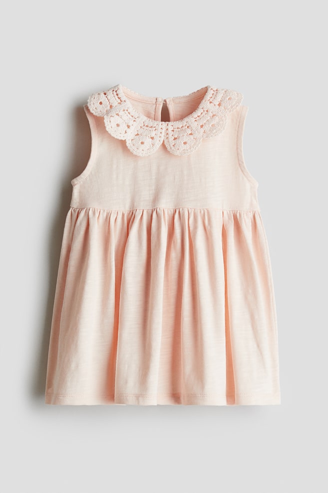 Vestido de punto con cuello bobo - Rosa claro/Beige - 1