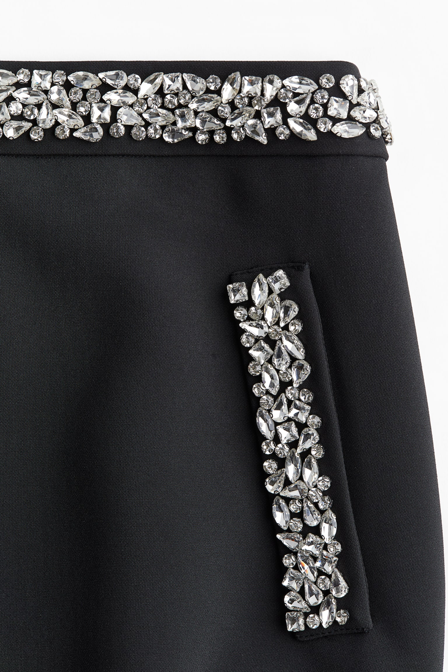 Rhinestone-embellished mini skirt - Black - 5