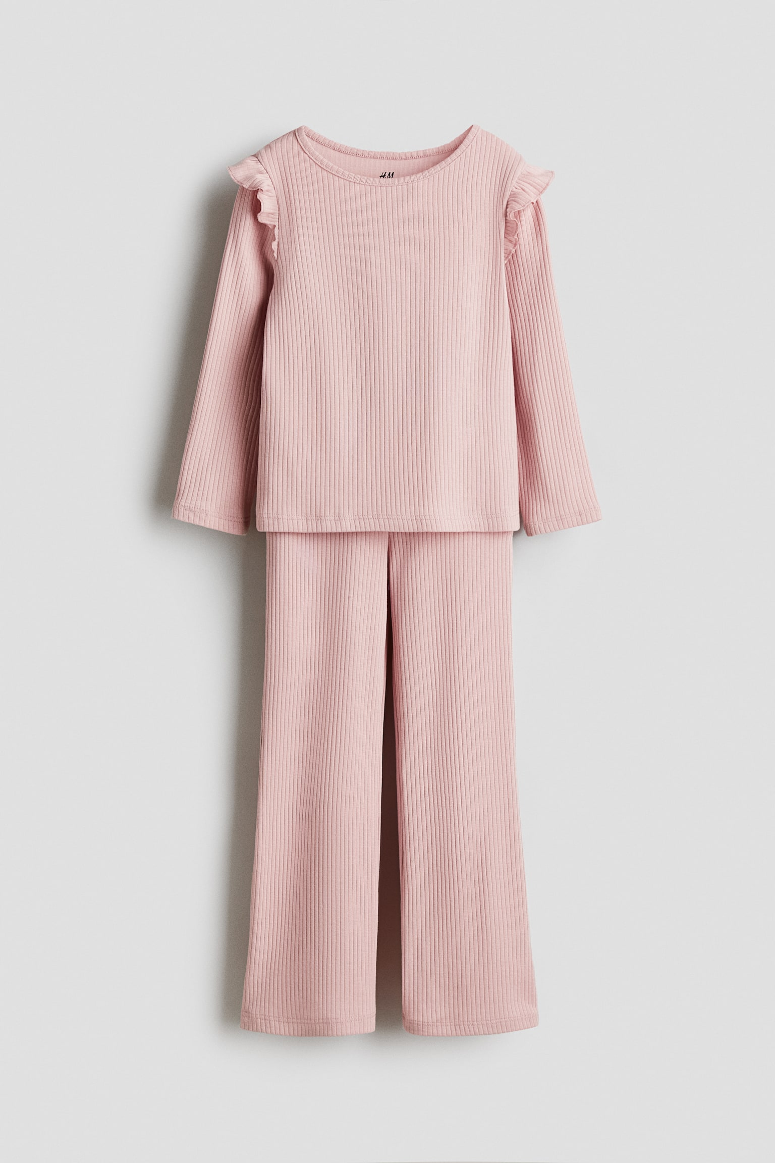 Детские комплекты H&M 2-Piece Ribbed Cotton Set, цвет: Светлый розовый — фото 1