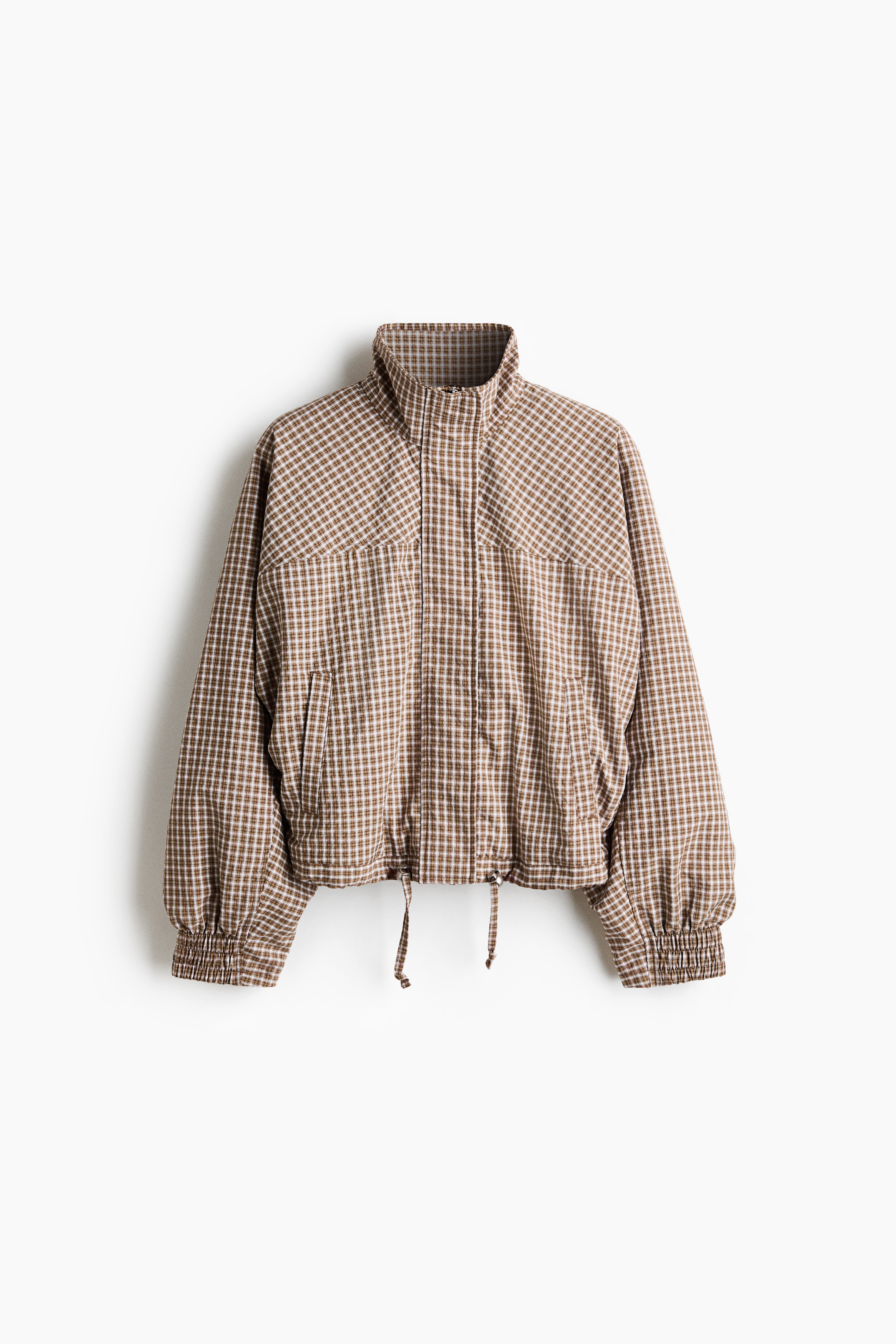 Dolman-Sleeved Jacket - Beige/checked/Light dusty yellow/checked