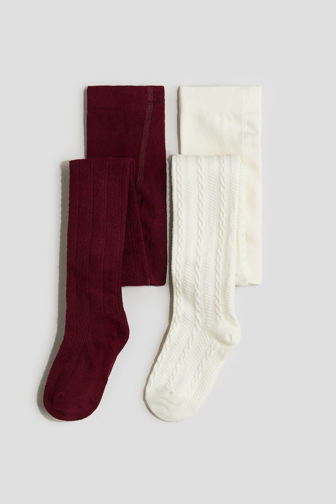 Pack de 2 medias en punto fino - Crema/Rojo oscuro/Blanco/Rosa claro/Crema/Blanco/Negro/Rojo ciruela oscuro/Blanco/Azul marino/Rosa empolvado/Gris claro jaspeado/Marfil/Azul claro/Beige - 1