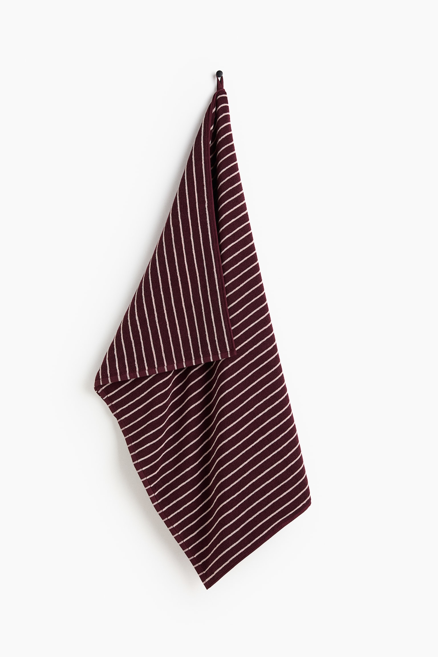 Printed Cotton Terry Bath Sheet - Burgundy/light pink striped/Light gray/blue striped