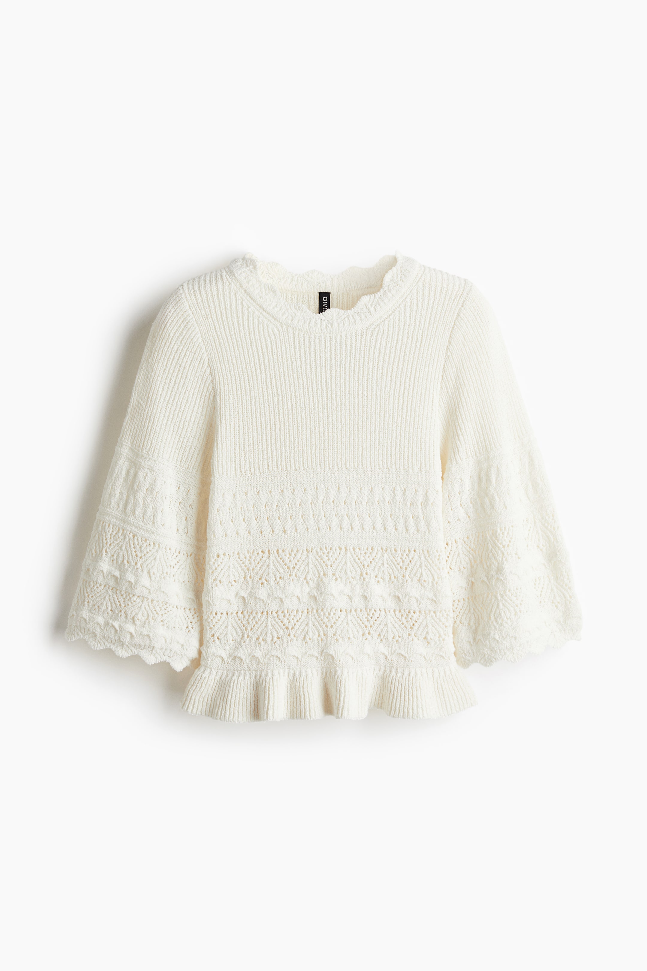 Ruffle-Trimmed Pointelle-Knit Sweater