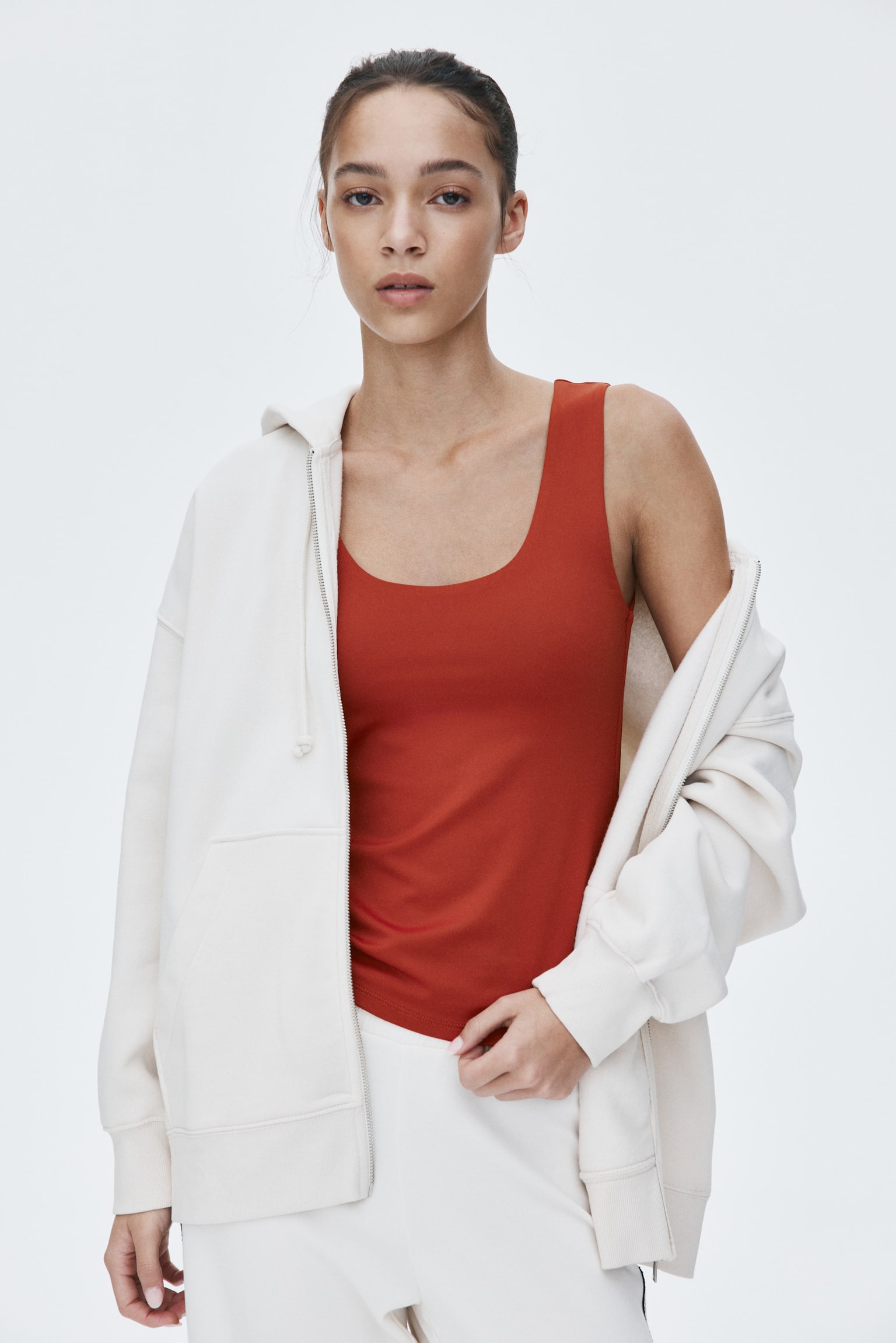 Microfibre vest top - Dark orange/Black/White - 3