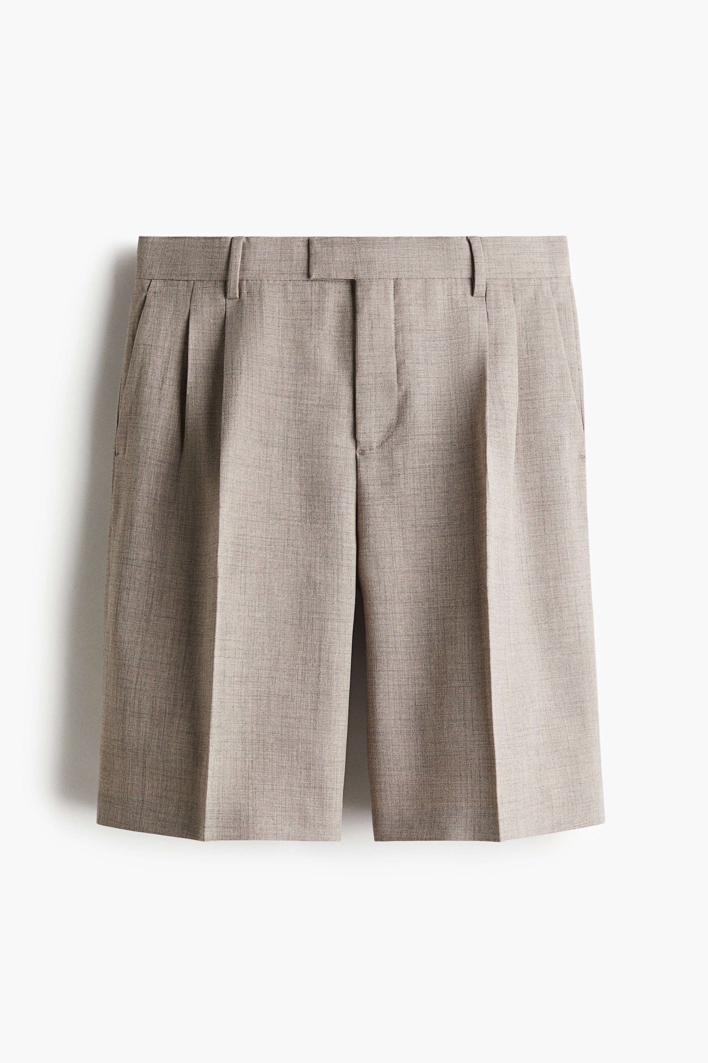 Loose-Fit Tailored Shorts - Dark beige