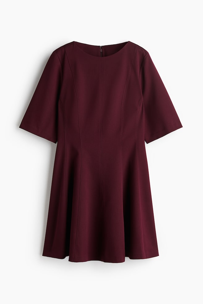 Waisted twill dress - Burgundy/Black/Dark beige/Dark beige/Leopard print/Black/Checked - 1