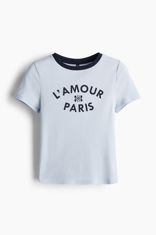 Ribbed T-shirt - Light blue/L'Amour/Navy blue/France - 1