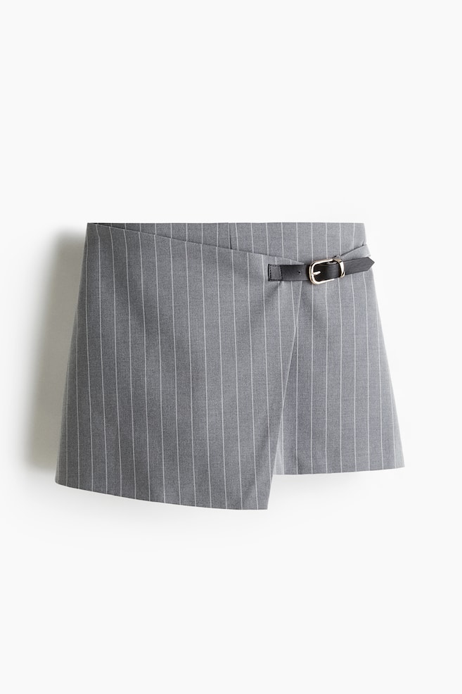 Falda short cruzada - Gris/Franjas estrechas - 1