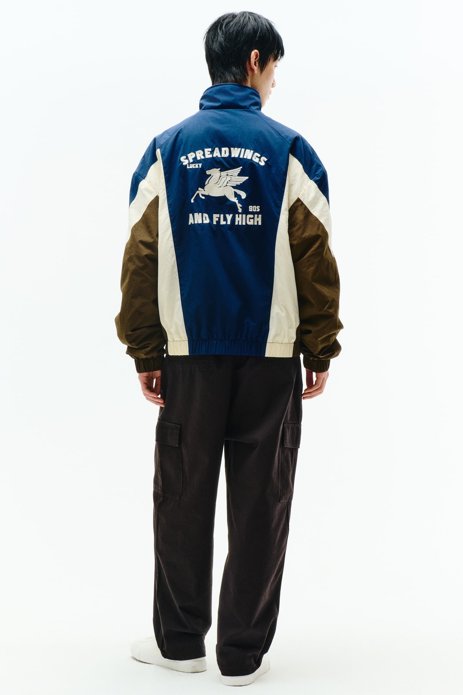 윈드프루프 패딩 재킷 - 다크 블루/Spread Wings/베이지/컬러블록 - 5