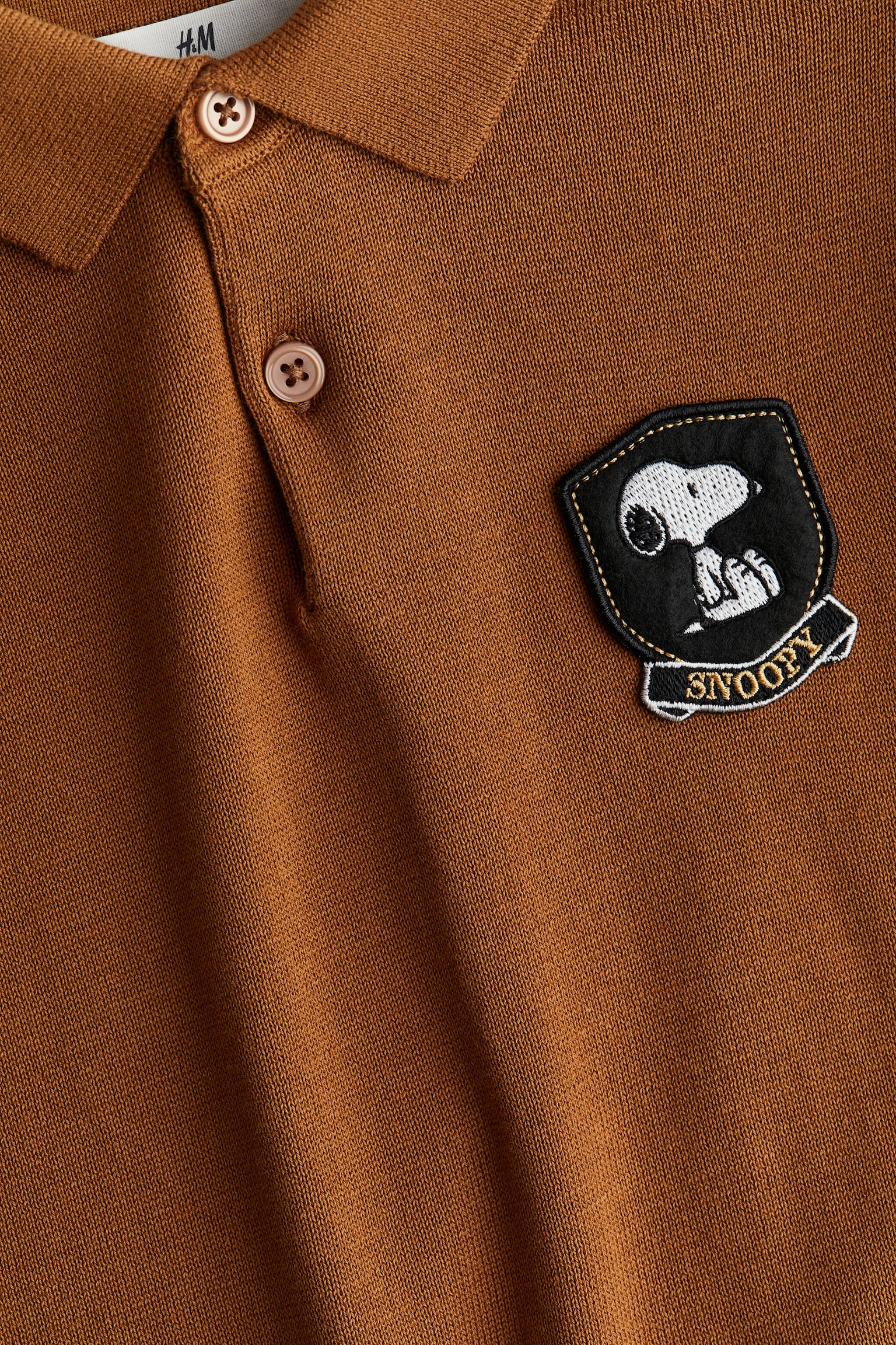 Fine-knit polo shirt - Light brown/Snoopy - 4