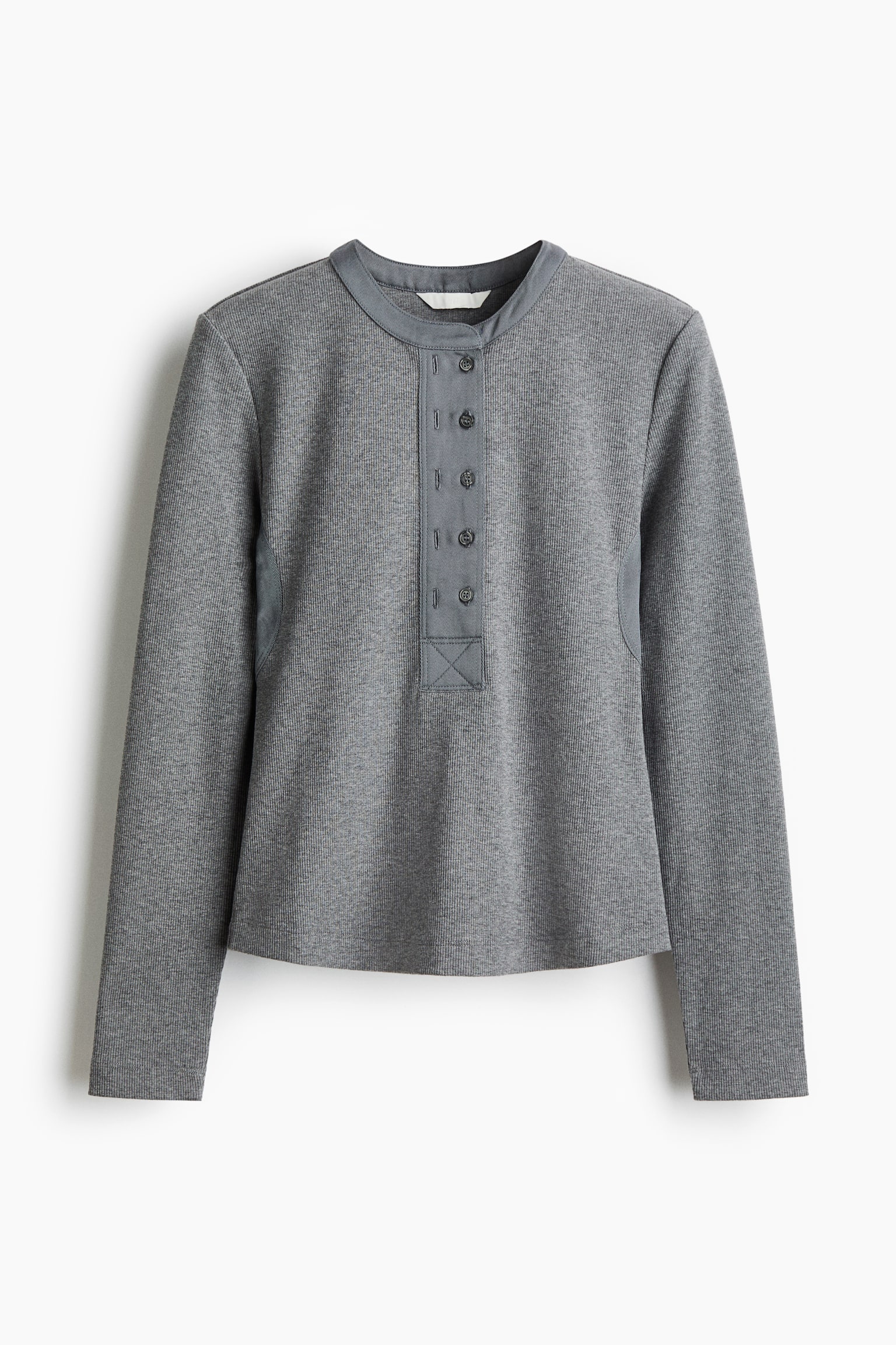 リブニットトップス - グレーメランジ/ブラック/ライトダスティグリーン - 2