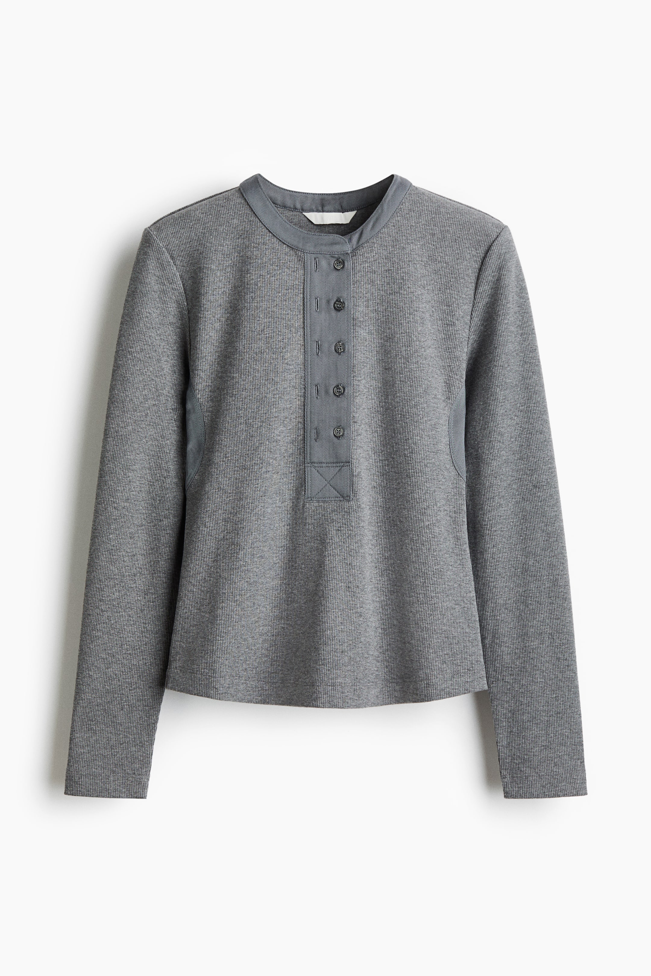 이미지 확대 보기: Rib-knit top - 그레이 멜란지 - 여성 | H&M KR 4