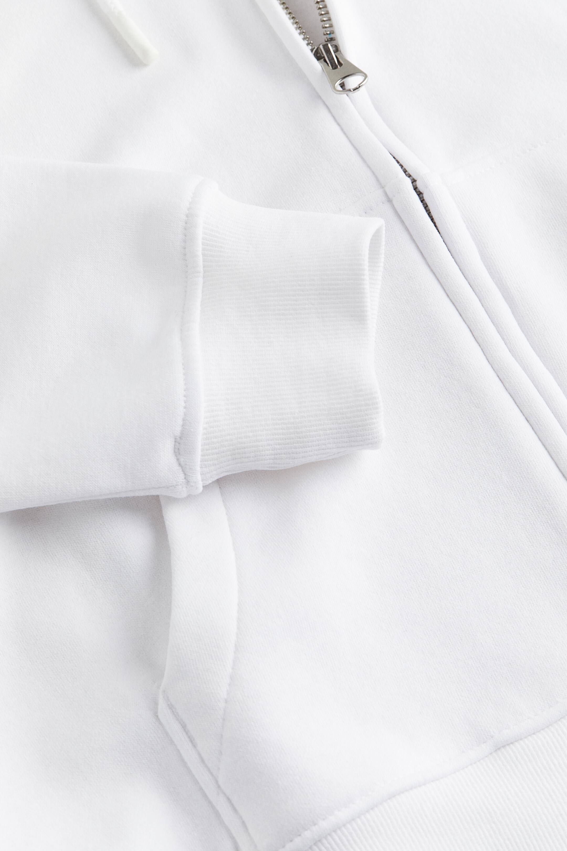 Embroidered zip-through hoodie - White/Athletic Club - Ladies | H&M PH