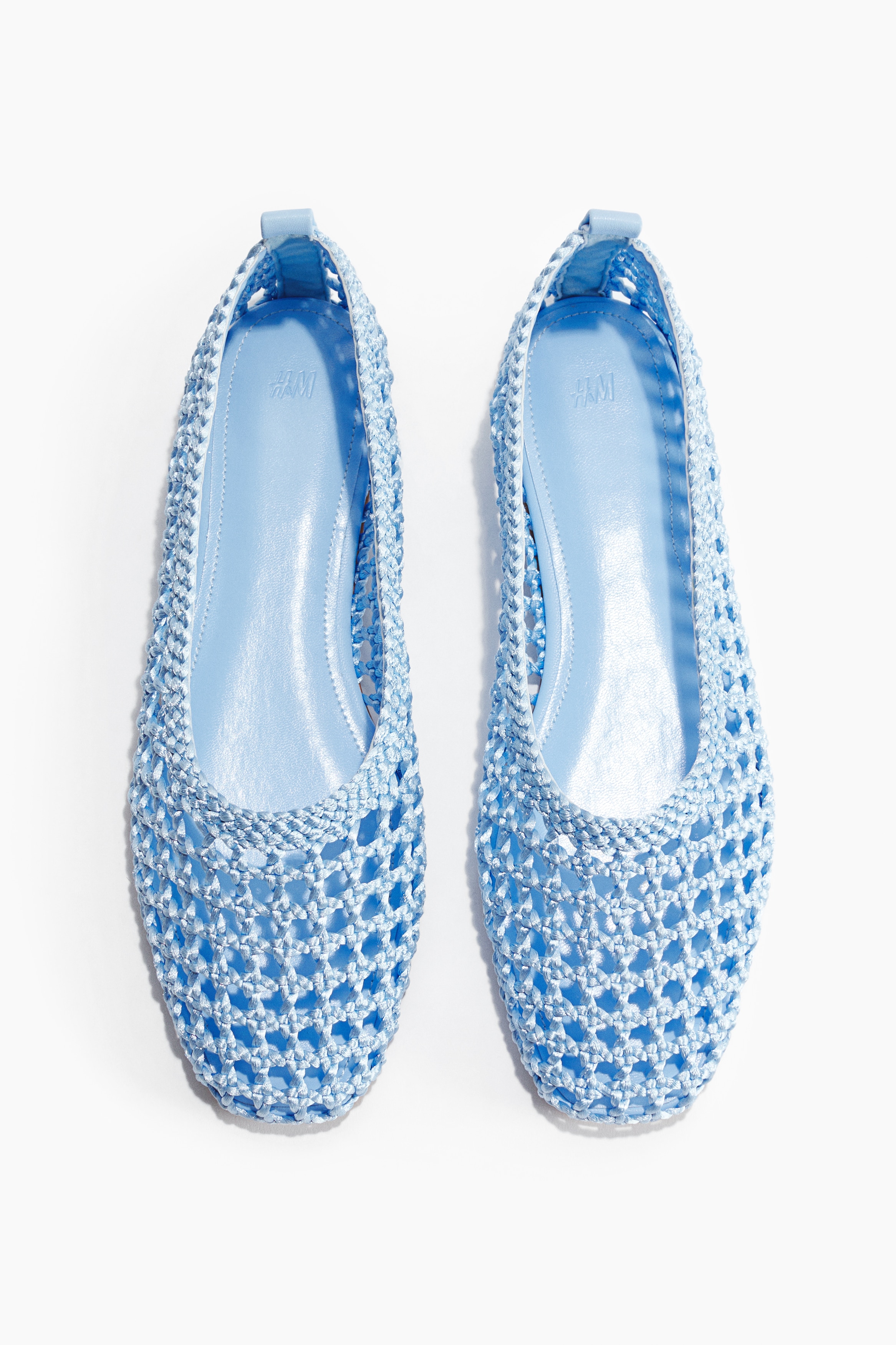 Braided ballet pumps - Light blue/Dark brown/Dusty pink