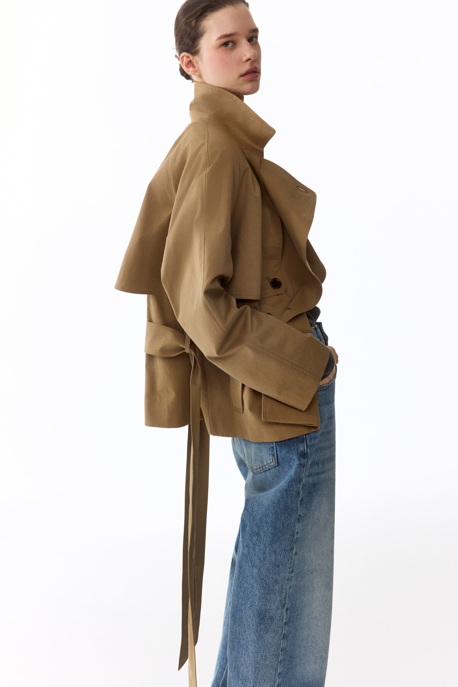 Short trench coat - Beige - 4