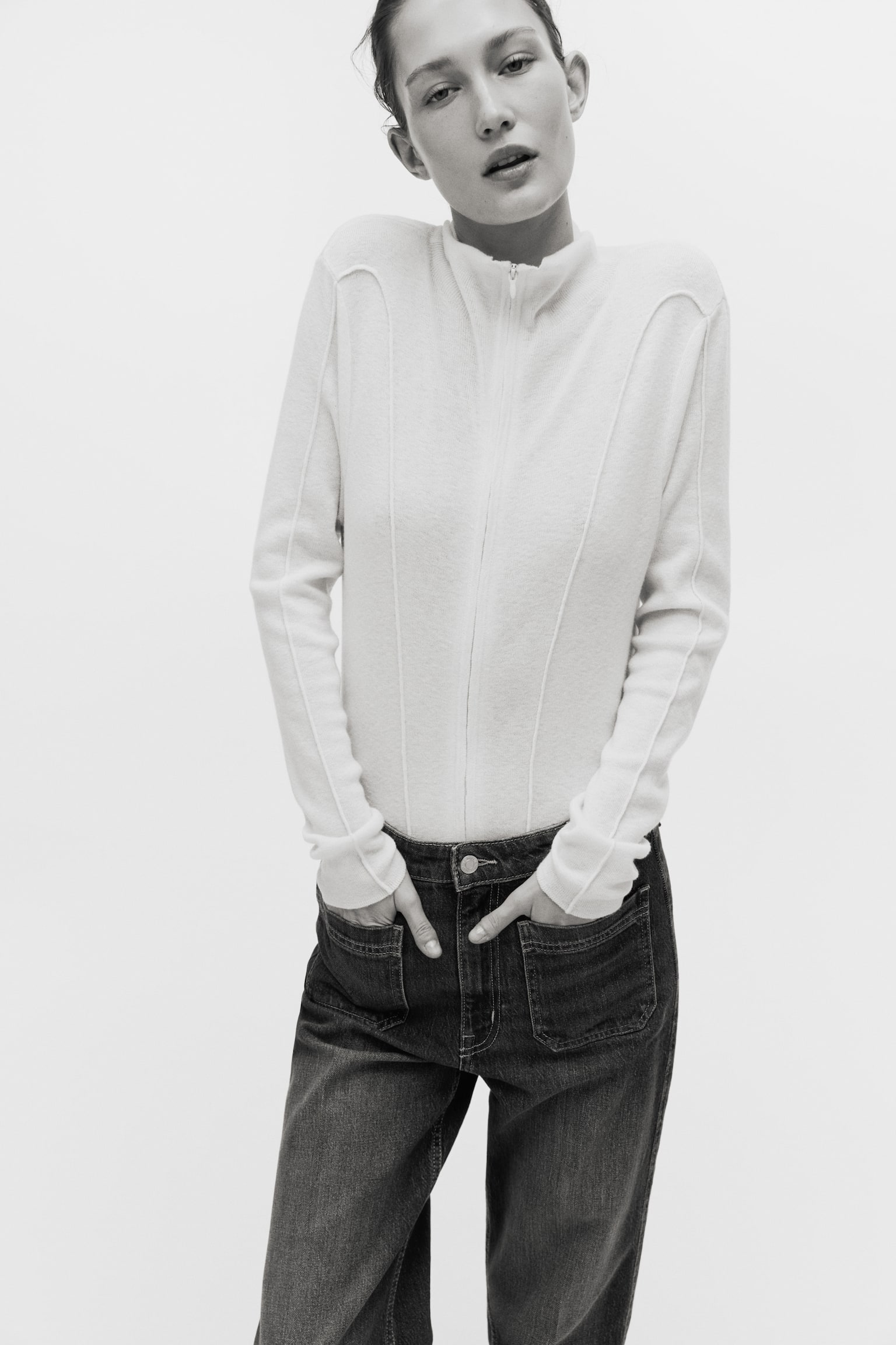 Wide High Jeans - Dark denim blue/Light red/Light denim blue/White/Navy denim blue/Dark brown/Powder pink - 4