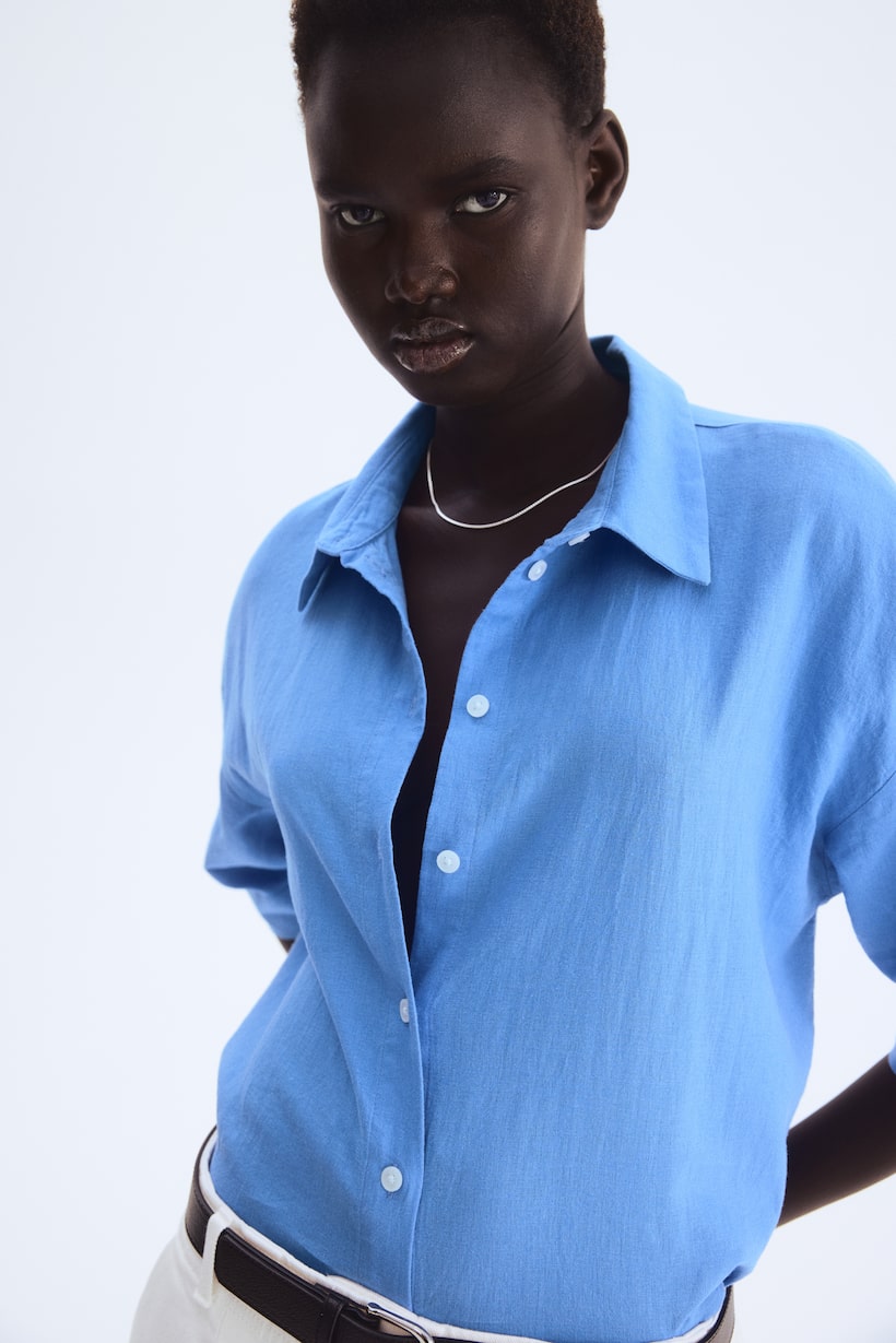 Women's Royal Blue Shirts Linen, Satin, Silk More H&M US