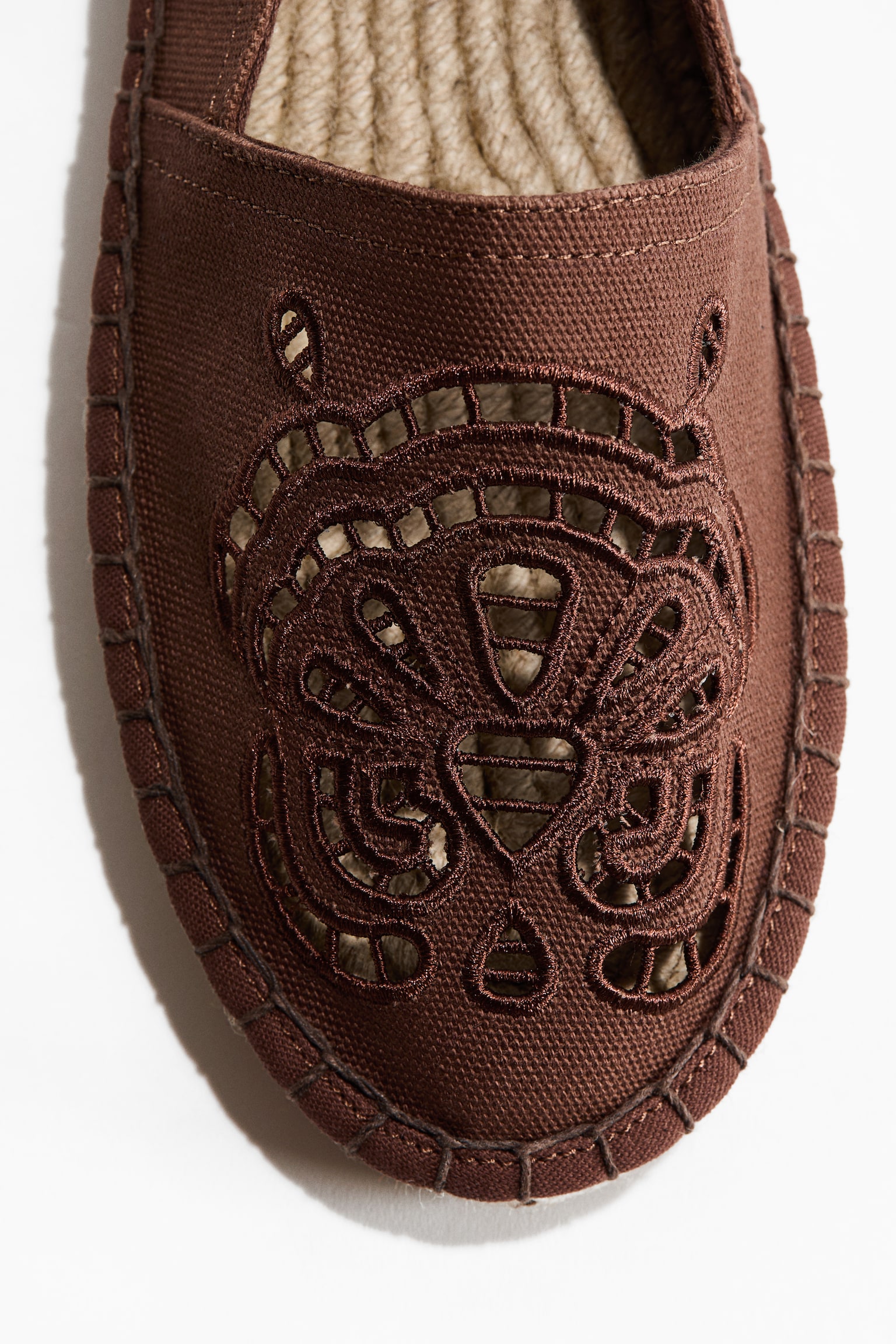 Еспадрилі з ажурною вишивкою - Темно-коричневий/Зелений хакі/Білий - 4