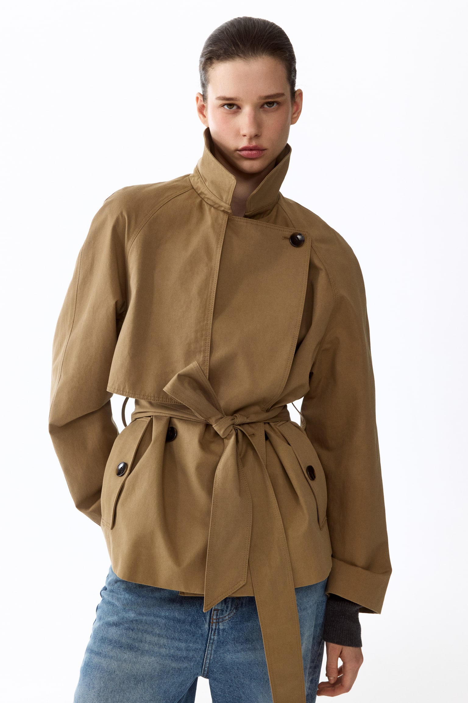 Short trench coat - Beige - 5
