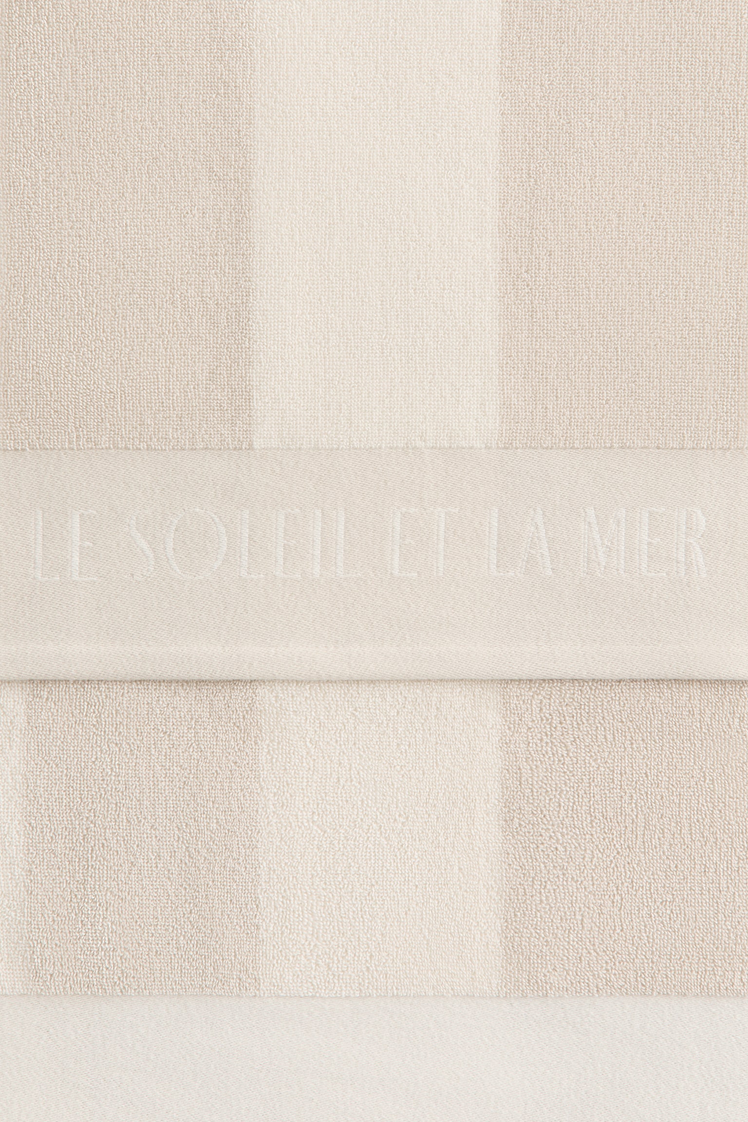 מגבת חוף מכותנה עם פסים - בז' בהיר/פסים/חום כהה/פסים - 3