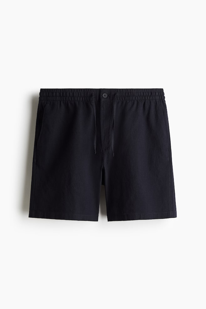 Regular Fit Linen-blend shorts - Navy blue/Sage green/Cream/Black - 1