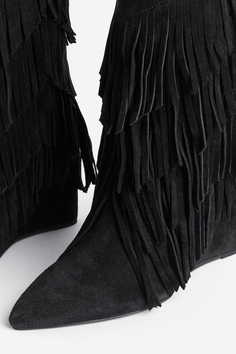 Promod Bottes Femme Ã Franges Botte A Frange Noir Sancho 2315 Me