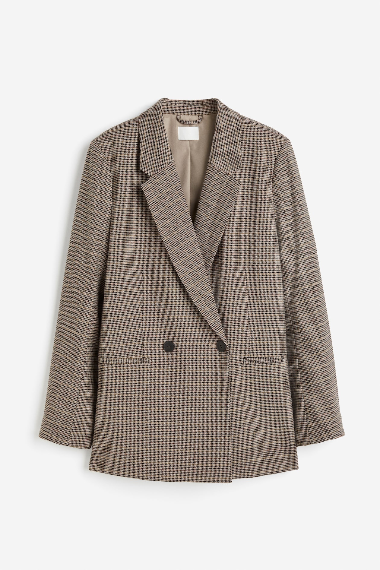 Double-breasted Jacket - Brown/houndstooth-patterned - Ladies | H&M US