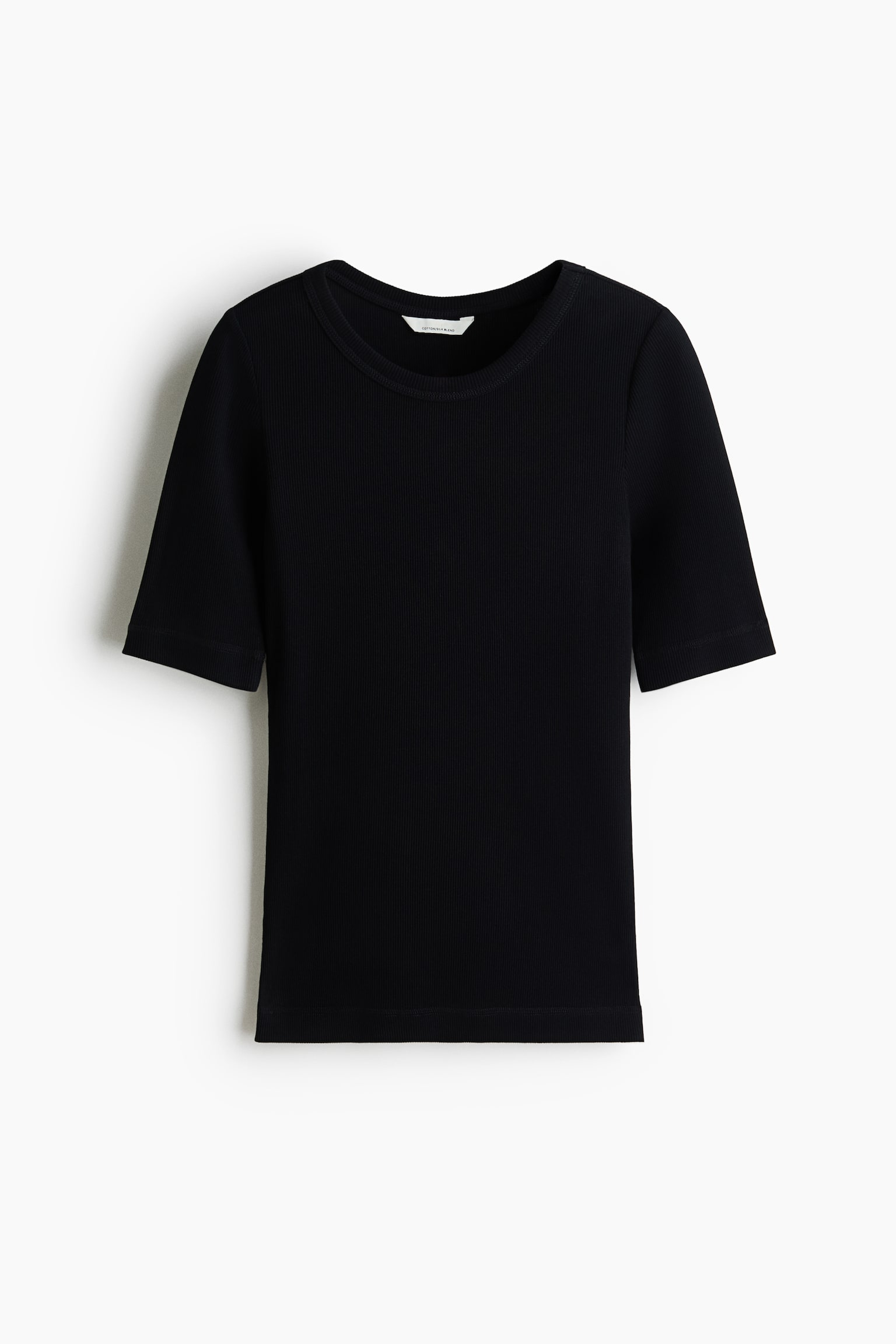 Top côtelé en soie mélangée - Noir/Blanc/Violet foncé/Bleu marine - 1