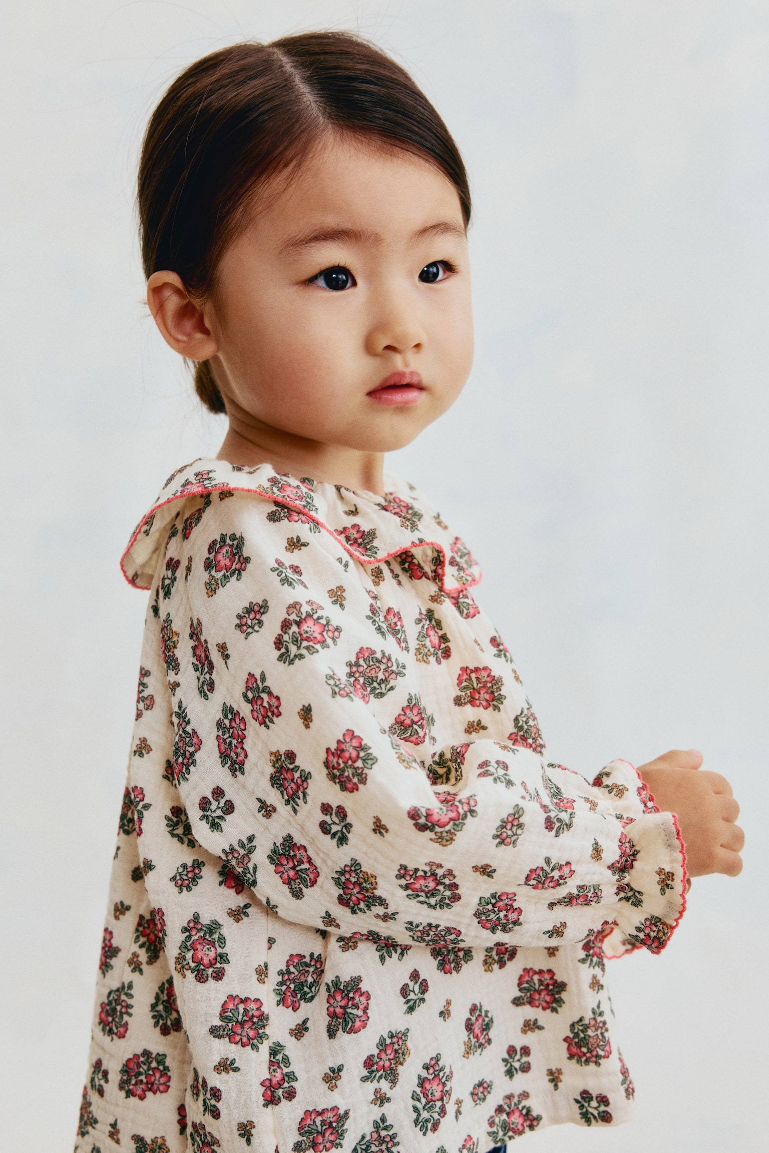 Cotton muslin blouse - Cream/Floral - 1