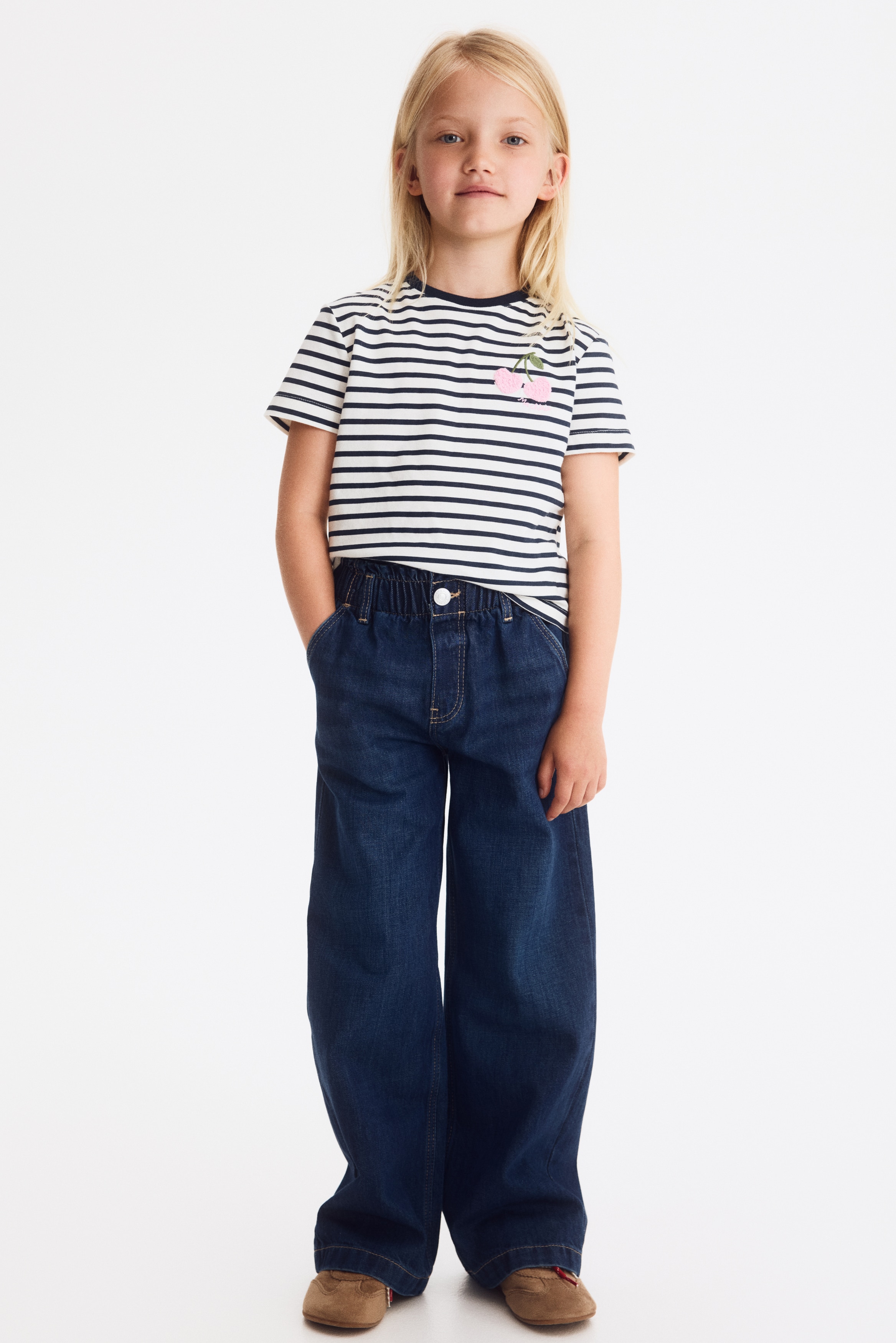 Daisy Wide Leg Paper-Bag Jeans - Denim blue/Dusty pink/floral/Light denim blue/Denim blue/Gray/Light pink/Denim blue/Light beige/floral/Light pink/Denim gray