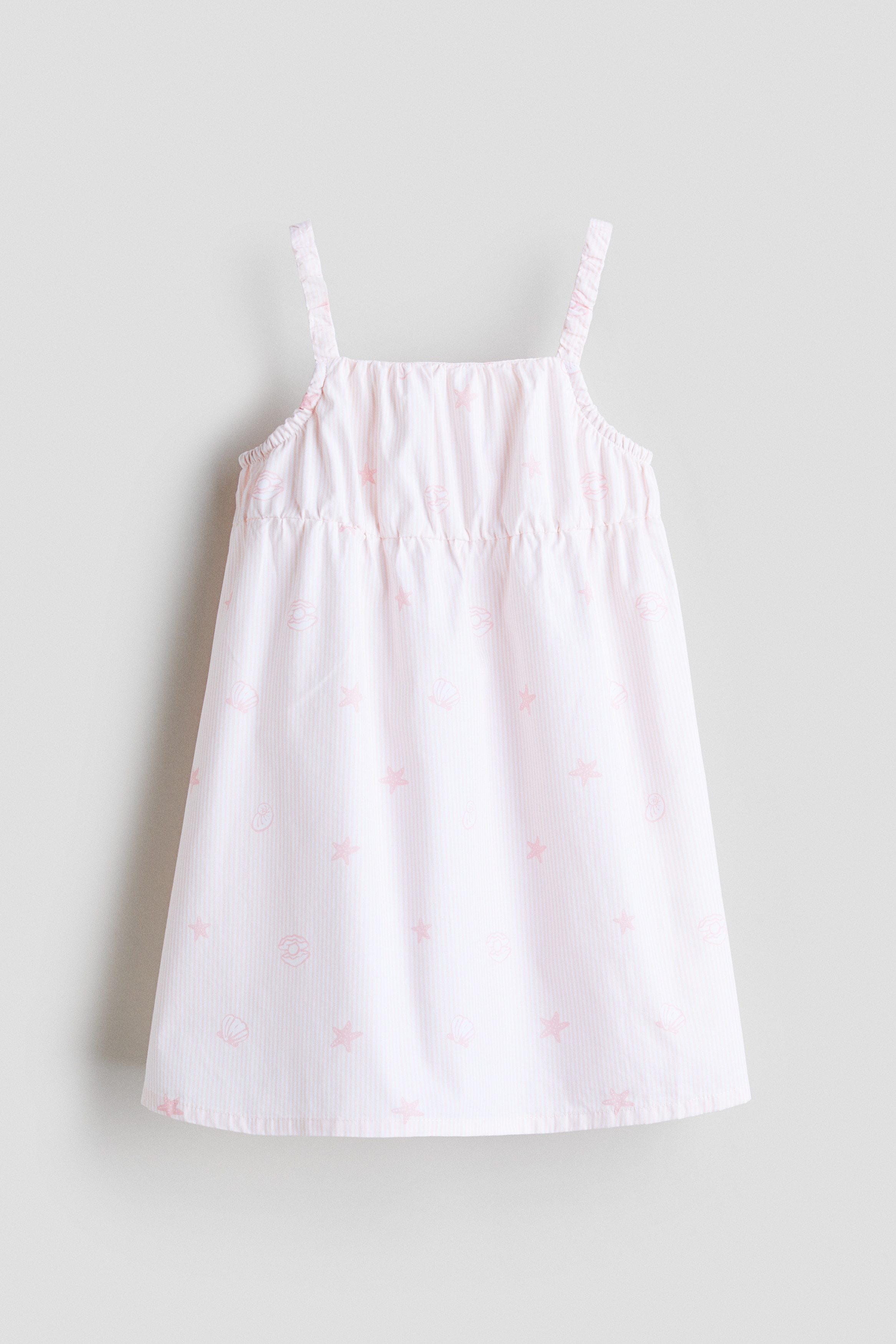Cotton poplin strappy dress - Light pink/Seashells/Navy blue/Seashells