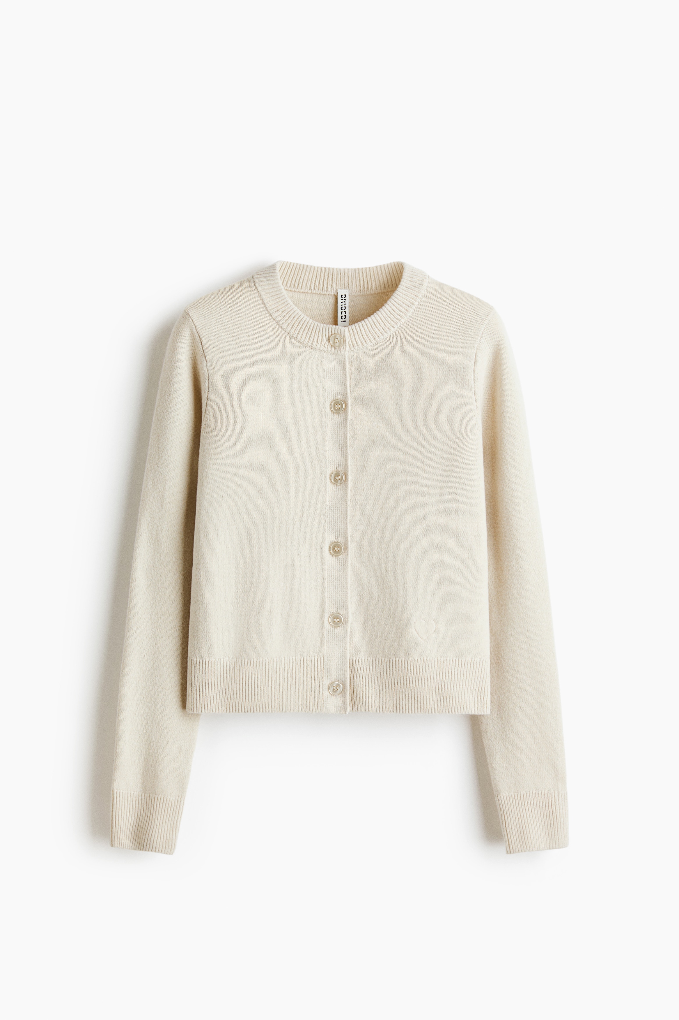 Fine-Knit Cardigan - Light beige/Light pink
