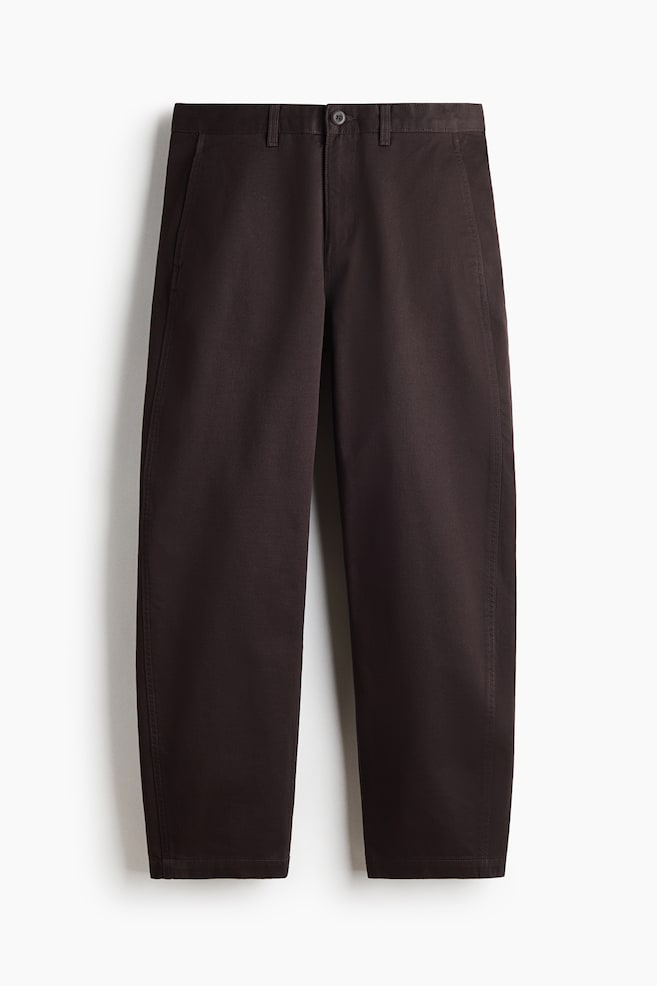Chino Relaxed Fit à jambes barrel - Marron foncé/Crème - 1