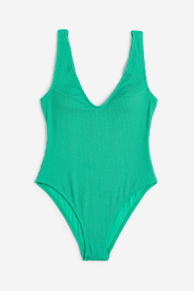 High-leg swimsuit - Green/White/Pink/Light yellow - 2