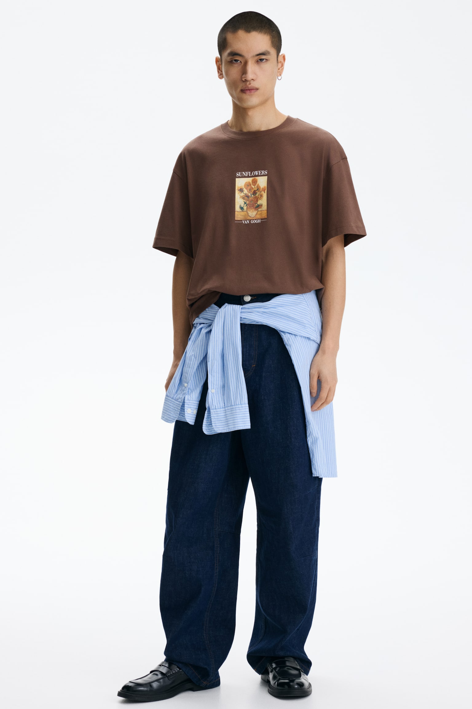 טישירט Loose Fit - חום/Van Gogh/לבן/Honda/שחור/נירוונה/לבן/קלוד מונה/שחור/Florida Gators/שחור/2pac/ירוק כהה/סנופי - 6