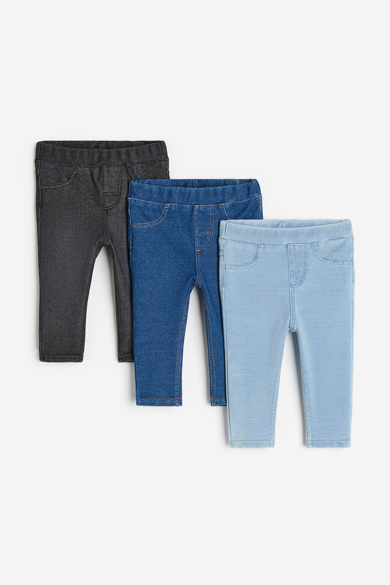 3-pack Jeggings - Dark grey/Denim blue - 1