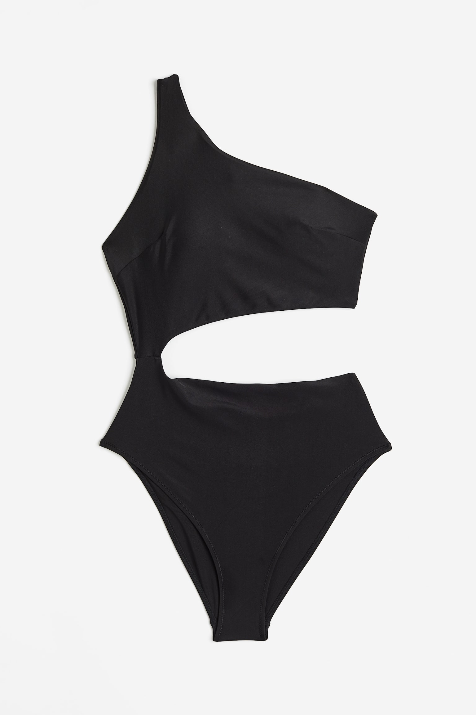 Padded-cup High-leg Swimsuit - Black - 2